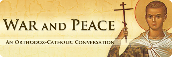 Header with man holding a cross with text that reads 
